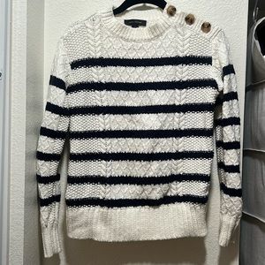 Ann Taylor white and blue striped sweater